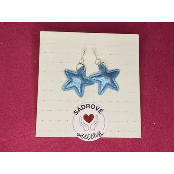 Náušnice HandMade by VeJa Naušnice - látková třpytivá hvězdička (modrá)