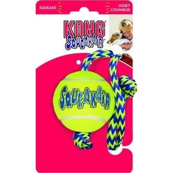Krmivo pro psa KONG Air Squeaker Tennis Ball M, 6 cm s lanem 52 cm