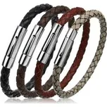 NR1156-LB-22 Kožený náramek splétaný - světle hnědá