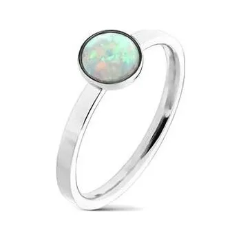 Prsten OPR1690-49 Ocelový prsten s kulatým opálem