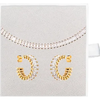 Souprava šperků franco bene Bílý Crystal set - pozlacené náušnice a náhrdelník | 1005