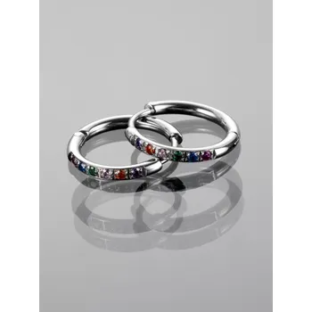 Náušnice Prosperk Náušnice tenké kroužky s barevnými zirkony S4050