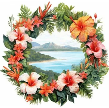 Textilní nažehlovací páska Dante Nažehlovačka Věnec dovolená volá - 12 x 12 cm