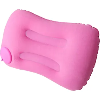 Přenosný nafukovací polštář 43x28x10 cm Podpora krku a zad Cestovní polštář s ventilem Lehký skladný 120 g Relaxace do letadla růžová