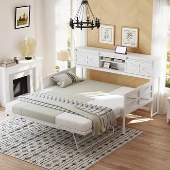 Pohovka Jednolůžková dřevěná postel Arhatreya 90x200 cm bílá