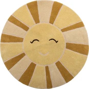 Koberec Bloomingville Žlutý kulatý vlněný koberec Sun 110 cm