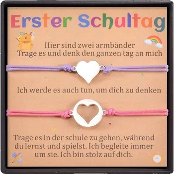 Náramek YELUWA 2 ks náramků ve tvaru srdce pro dceru a maminku k návratu do školy, dárky k prvnímu školnímu