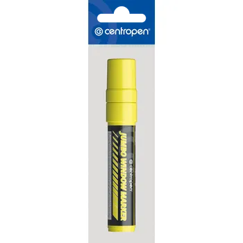 Centropen křídový značkovač 9120, stopa 2-15 mm, stíratelný na okna výlohy tabule Barva: Žlutá