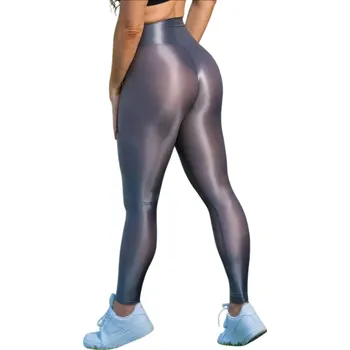 Dámské legíny Průsvitné elastické legíny na jógu a běh s vysokým pasem Prodyšné fitness legíny Tvarující sportovní kalhoty do posilovny i na trénink šedá M