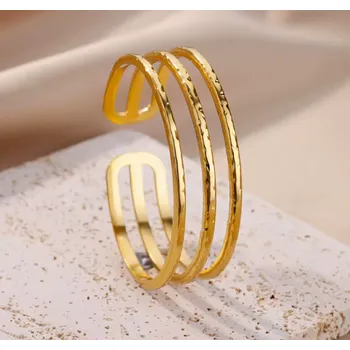 Náramek B-TOP Trojitý pevný pozlacený náramek z nerezové oceli