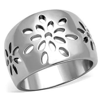Prsten AL-0121-52 Ocelový prsten s květinovým motivem