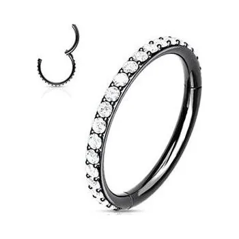 Piercing K1041-KC Piercing segment kruh s kamínky, černý