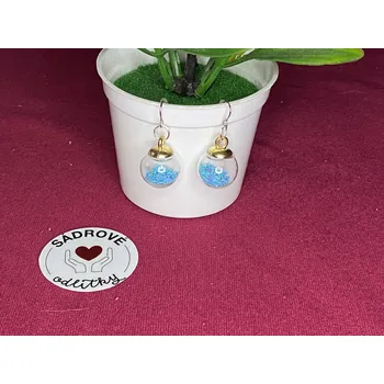 Náušnice HandMade by VeJa Naušnice - zlaté kuličky (modrá)