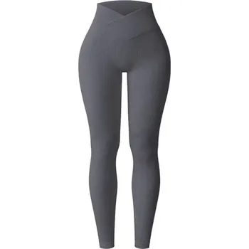 Dámské legíny Dámské bezešvé legíny do posilovny s vysokým V-pasem Elastické štíhlé fitness kalhoty po kotníky Pohodlné sportovní legíny na cvičení šedá XL