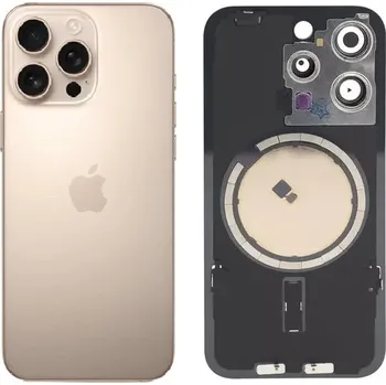 Náhradní kryt pro mobilní telefon Apple iPhone 16 Pro Max - Náhradní zadní sklo housingu se sklíčkem kamery a Magsafe (Desert Titanium)