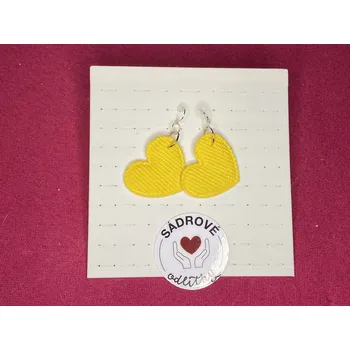 Náušnice HandMade by VeJa Naušnice - látkové srdce (žlutá)