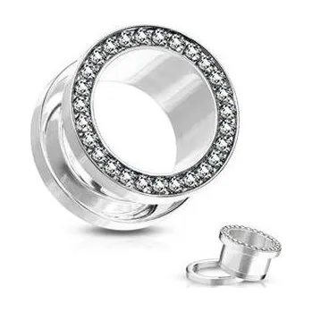 Piercing TN01010-19C Tunel do ucha s čirými zirkony