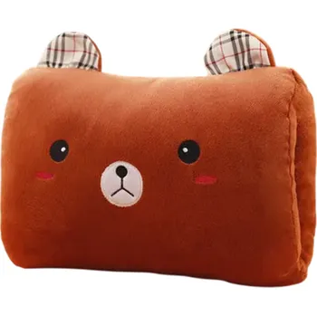 plyšák Polštář s otvorem na ruce 32 x 21,5 cm Hnědý medvěd Design Plyšový měkký polštář Podpěra rukou Pohodlný polštářek na spaní a odpočinek