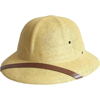 Klobouk Unisex slaměný armádní klobouk 56–60 cm Letní sluneční klobouk pro muže i ženy se stuhou Široký kšilt 7 cm Módní doplněk Jaro Léto Podzim béžová