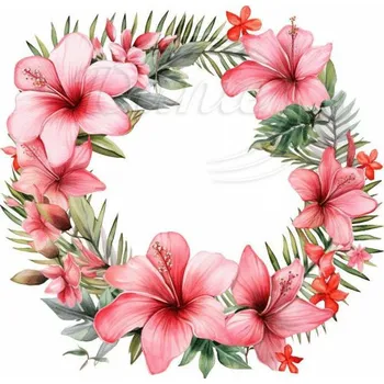 Textilní nažehlovací páska Dante Nažehlovačka Havajský věnec růžový - 12 x 12 cm