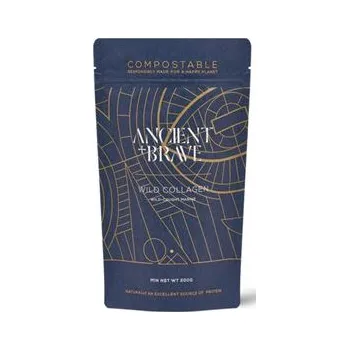 Kloubní výživa ANCIENT and BRAVE Wild Marine Collagen 200 g (kompostovatelný sáček) Ekologický mořský kolagen pro pleť a klouby