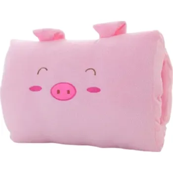 Dekorativní polštářek Roztomilý růžový zahřívací polštář na ruce s motivem prasátka 30 x 20 cm Plyšový spací polštářek na zdřímnutí do kanceláře i domů