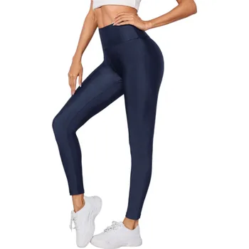 Dámské lesklé těsné legíny s vysokým pasem Elastické módní legíny na cvičení i volný čas Přiléhavé kalhoty Moderní sportovní styl modrá M