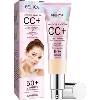 Přípravek na tvář Voděodolný CC krém s SPF 50 30 ml Rozjasňující hydratační make-up s kolagenem vitamínem B a peptidy Korejská pleťová kosmetika Ivory white