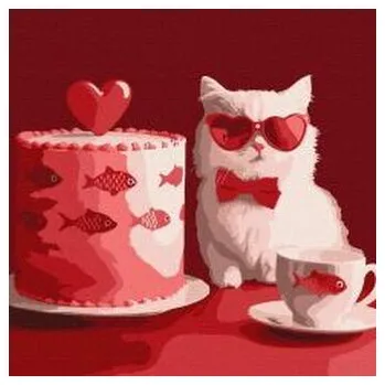 Set školních potřeb Malowania po numerach - Kot z tortem 30x30cm