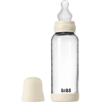 Kojenecká láhev Bibs Antikoliková skleněná láhev se silikonovým dudlíkem 240 ml Ivory