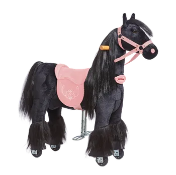 Dětské zboží Mechanický jezdicí kůň Ponnie Ebony S s růžovým sedlem
