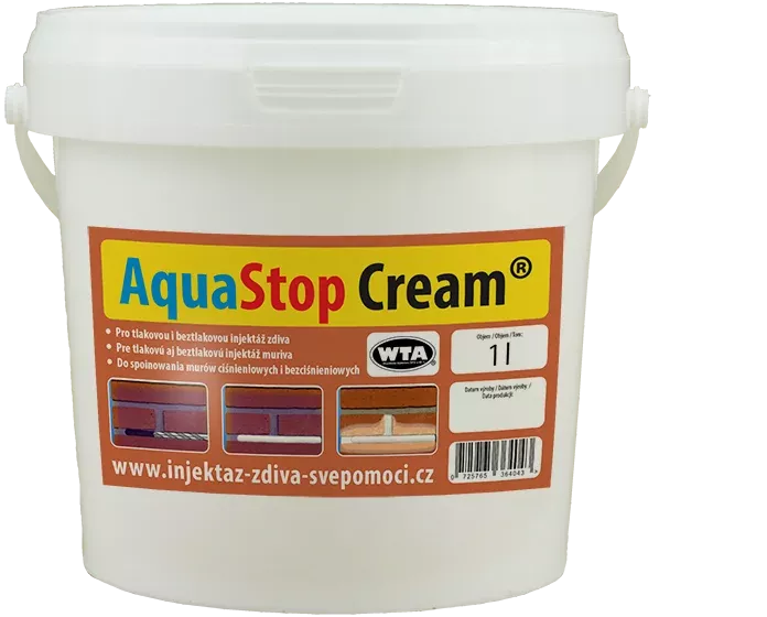 AquaStop Cream 1l - Injektážní krém pro sanaci zdiva krémovou injektáží proti vlhkosti