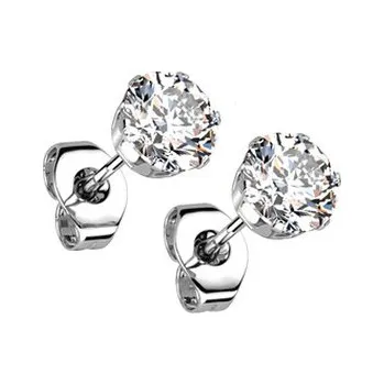 Náušnice OPN1900-05 Ocelové náušnice - čiré zirkony 5 mm