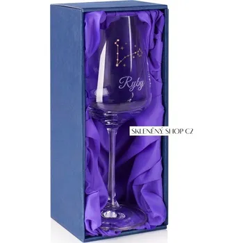 Sklenice Dárková krabička na sklenici na víno s fialovým saténem