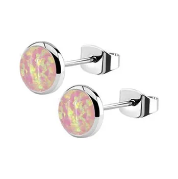 Náušnice NB1-OP08 Ocelové náušnice, OPÁL 6 mm