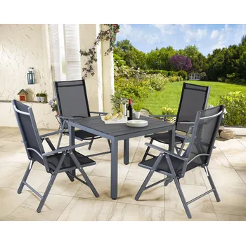 Zahradní sestava FurniGO Zahradní hliníková sestava Bern 1+4 - antracit