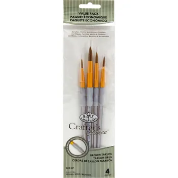 Umělecký štětec Royal Langnickel Malířské štětce 4ks ,, Brown Taklon Round " 3,5,7,10 -