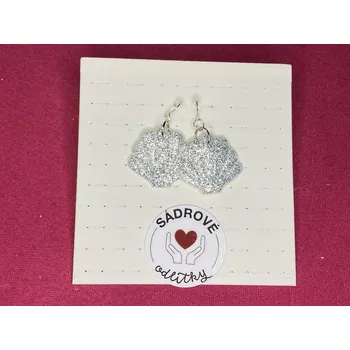 Náušnice HandMade by NiJa + VeJa Naušnice - látková třpytivá mušle (stříbrná)