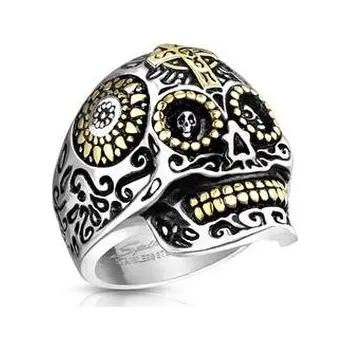 Prsten OPR0133-70 Ocelový prsten lebka s ornamenty