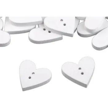 Knoflík Dřevěný dekorační knoflík srdce - bílá