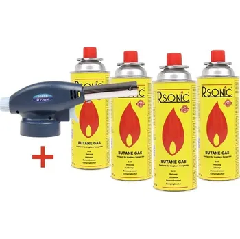 Turistický vařič RSONIC Plynový hořák + 4 ks plynové kartuše