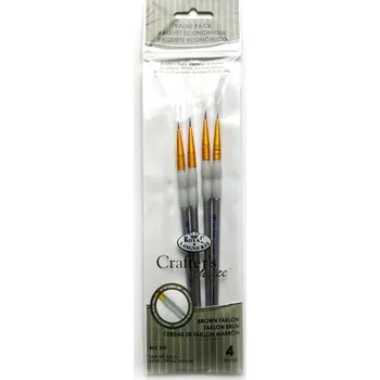 Umělecký štětec Royal Langnickel Malířské štětce 4ks ,,Brown Taklon Flat " 10/0,5/0,3/0,0-