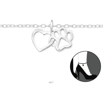 Náramek Prosperk Náramek na nohu s tlapkou a srdíčkem