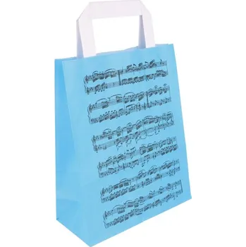 Papírová taška s potiskem notové osnovy - modrá barva