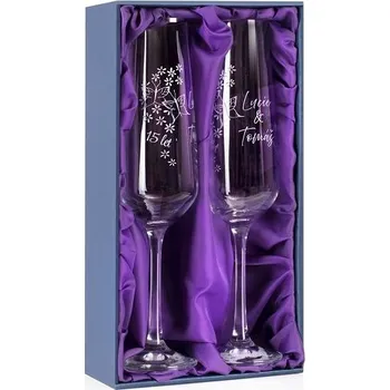 Sklenice Dárková krabička s fialovým saténem na 2 sklenice Sandra 200 ml