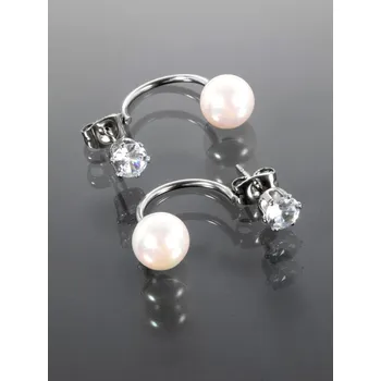 Náušnice Prosperk Elegantní náušnice z chirurgické oceli s perlami stříbrná