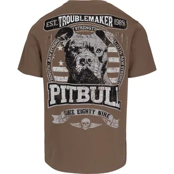 Pánské tričko PitBull West Coast - pánské triko TROUBLEMAKER hnědé 3XL