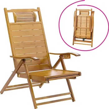 Zahradní polohovací křeslo, přírodní, bambus, VARDON
