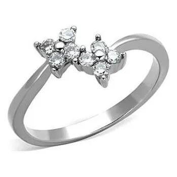 Prsten AL-0013-58 Ocelový prsten se zirkony