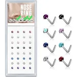 N0000-34 Sada 40ti piercingů do nosu, 2mm zirkon, tl. 0,8 mm